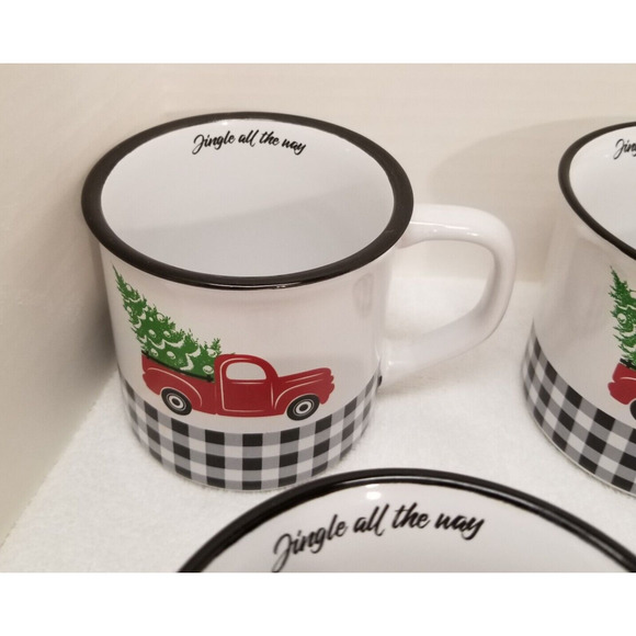 Red Truck with Jingle All The Way Christmas Tree Ceramic Mug 16 Oz - Picture 4 of 15